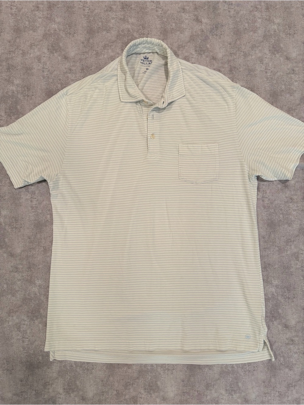 Peter Millar Pale Blue and White Striped Polo